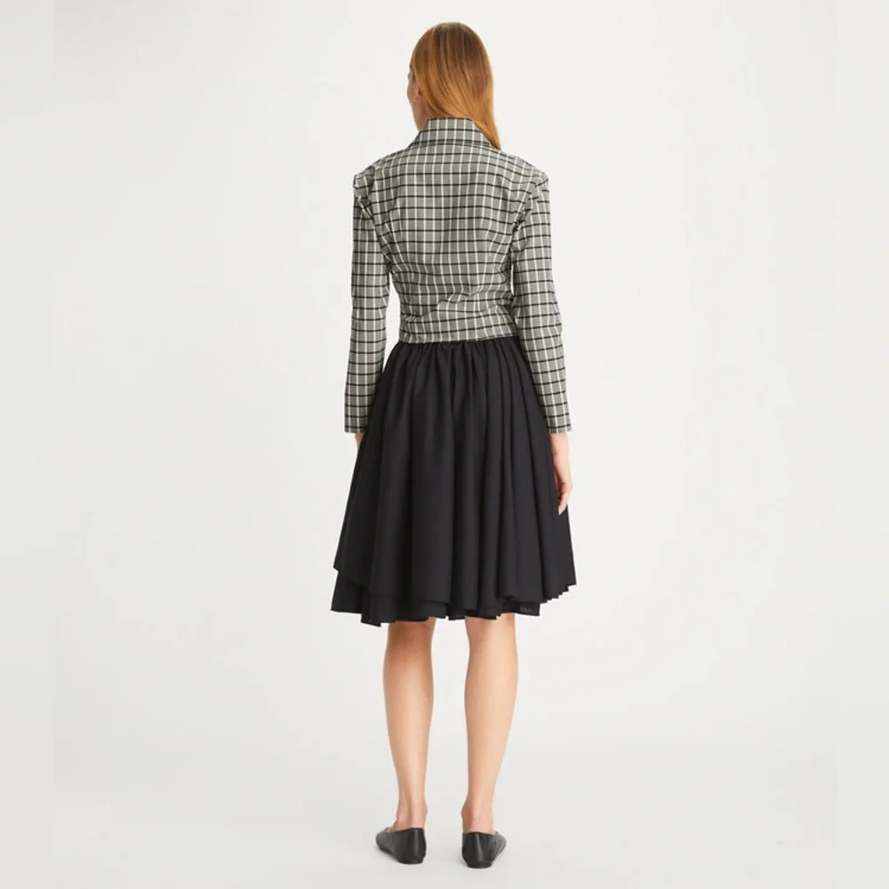 NWT $698 Tory Burch Plaid Asymmetric Wrap Shirt Blouse